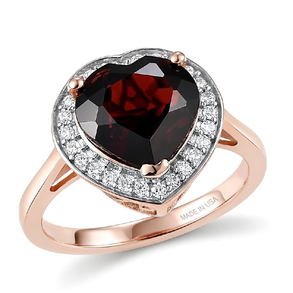 shop lc D'Joy Mozambique Garnet and Moissanite 3.90 ctw Heartfire Glow Ring in 18K Vermeil Rose Gold Over Sterling Silver