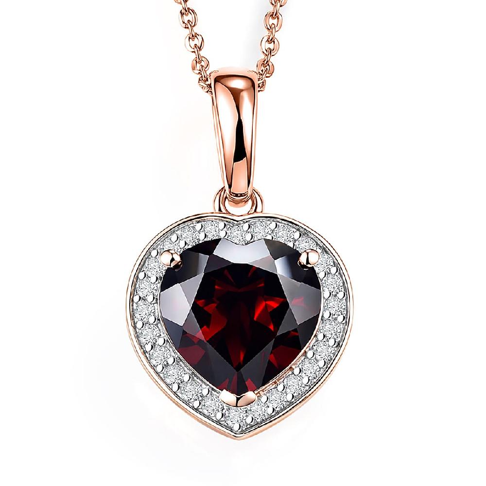 shop lc D'Joy Mozambique Garnet and Moissanite 4.00 ctw Heartfire Glow Pendant Necklace in 18K Vermeil Rose Gold Over Sterling Silver 20 Inches