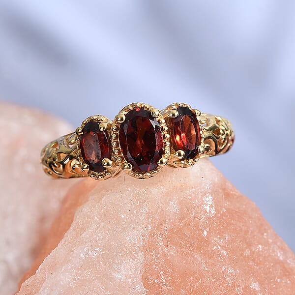 Shop Lc D'Joy Mozambique Garnet Ring In 14K YG Over Sterling Silver 1.10 Ctw