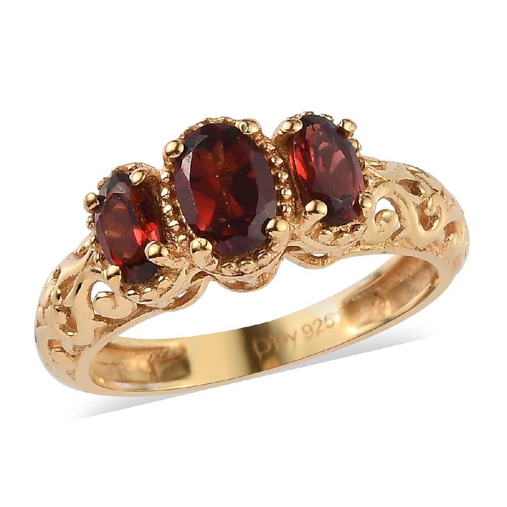 shop lc D'Joy Mozambique Garnet Ring in 14K YG Over Sterling Silver 1.10 ctw