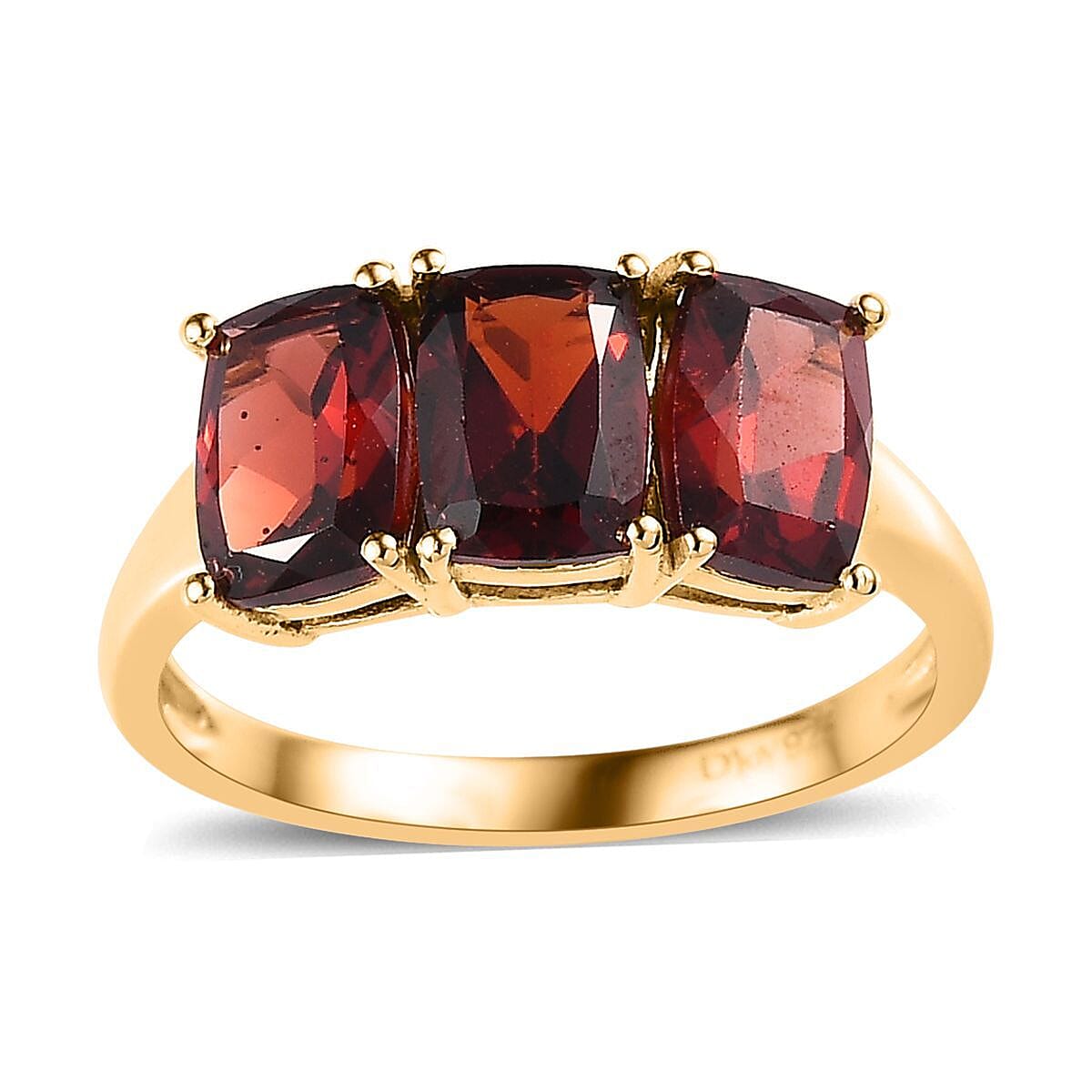 shop lc D'Joy Mozambique Garnet Trilogy Ring in 14K YG Over Sterling Silver 3.60 ctw