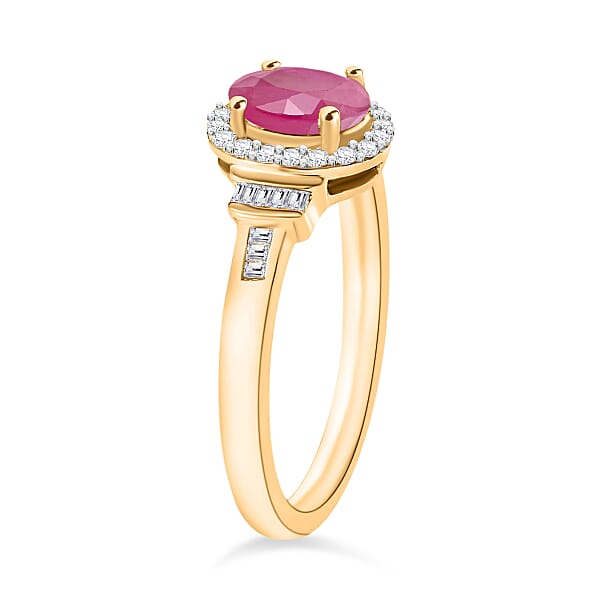 Shop Lc D'Joy Mozambique Ruby And Diamond 1.30 Ctw Ring In 18K Vermeil Yellow Gold Over Sterling Silver