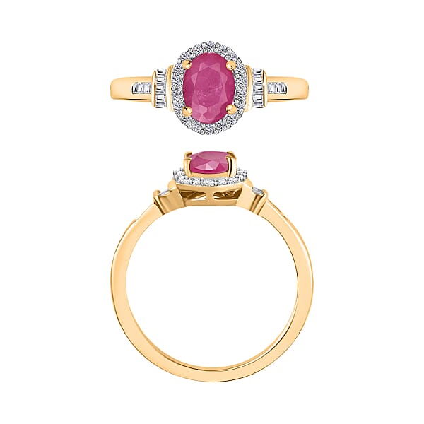 Shop Lc D'Joy Mozambique Ruby And Diamond 1.30 Ctw Ring In 18K Vermeil Yellow Gold Over Sterling Silver