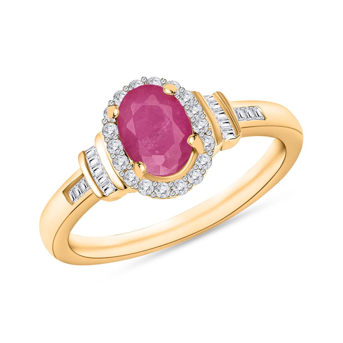 shop lc D'Joy Mozambique Ruby and Diamond 1.30 ctw Ring in 18K Vermeil Yellow Gold Over Sterling Silver