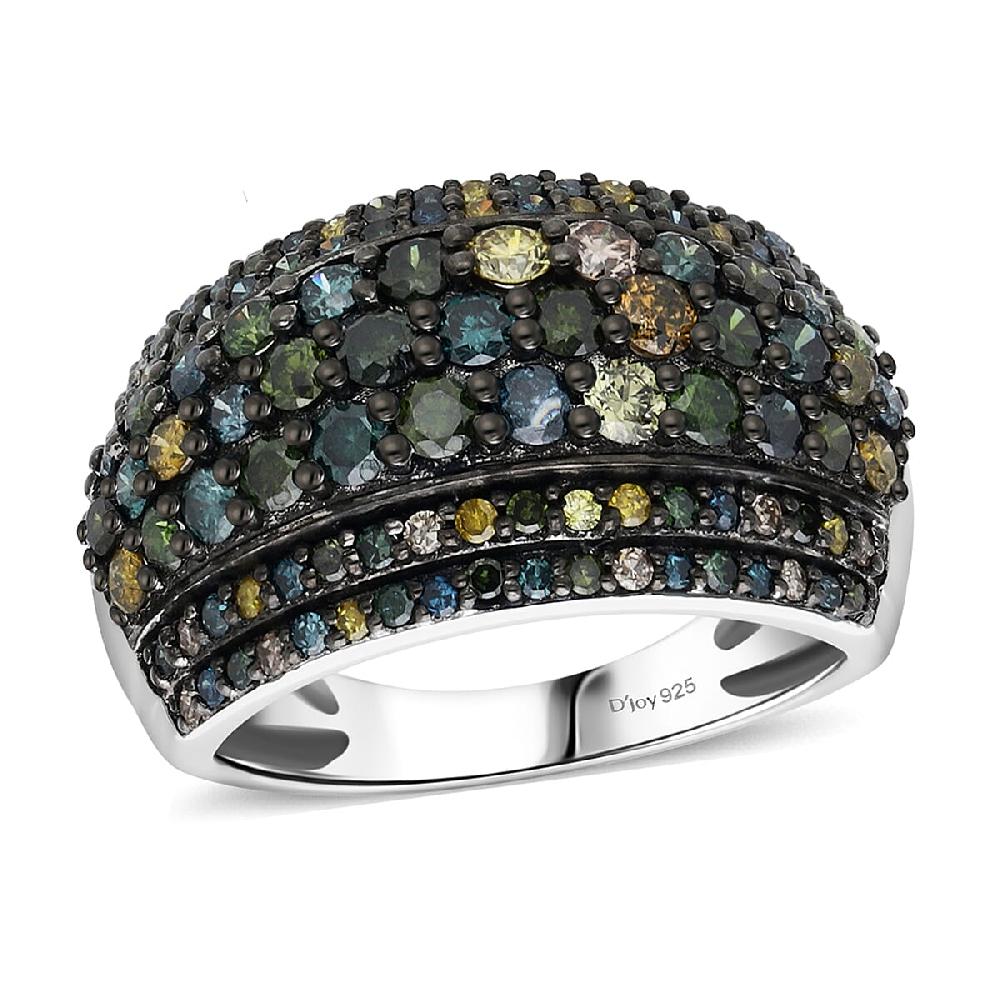 shop lc D'Joy Mult Color Diamond Ring in Rhodium Over Sterling Silver 2.00 ctw
