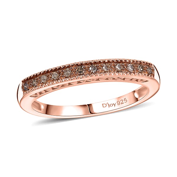 Shop Lc D'Joy Multi Diamond Set Of 5 Ring In 18K Vermeil RG And Rhodium Over Sterling Silver 0.50 Ctw