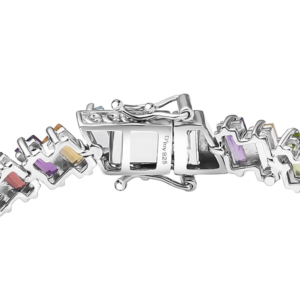 Shop Lc D'Joy Multi Gemstone 18.75 Ctw Bracelet In Rhodium Over Sterling Silve (7.25 In)