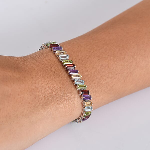 Shop Lc D'Joy Multi Gemstone 20.70 Ctw Bracelet In Rhodium Over Sterling Silver (8.00 In)
