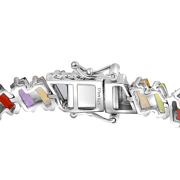 Shop Lc D'Joy Multi Gemstone 20.70 Ctw Bracelet In Rhodium Over Sterling Silver (8.00 In)