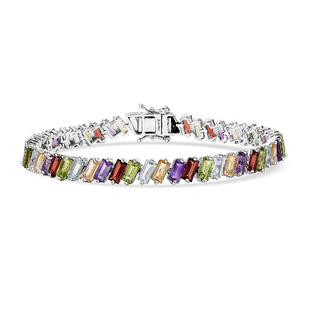 shop lc D'Joy Multi Gemstone 20.70 ctw Bracelet in Rhodium Over Sterling Silver (8.00 In)