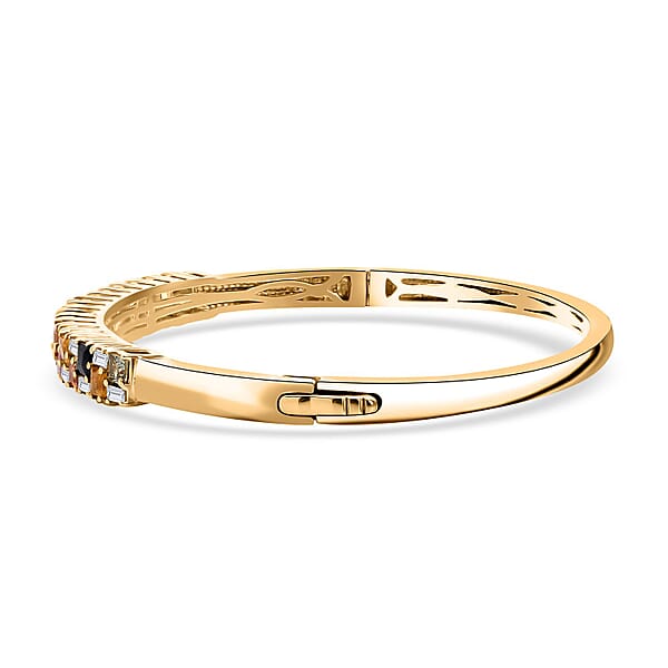 Shop Lc D'Joy Multi Sapphire And Moissanite 4.50 Ctw Color Crest Bangle Bracelet In 18K Vermeil YG Over Sterling Silver (7.25 In)