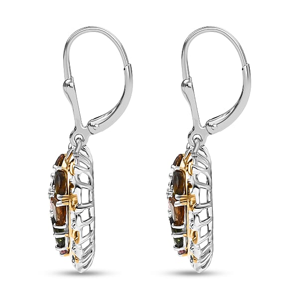 Shop Lc D'Joy Multi-Tourmaline Earrings In 18K Vermeil YG And Rhodium Over Sterling Silver 3.50 Ctw