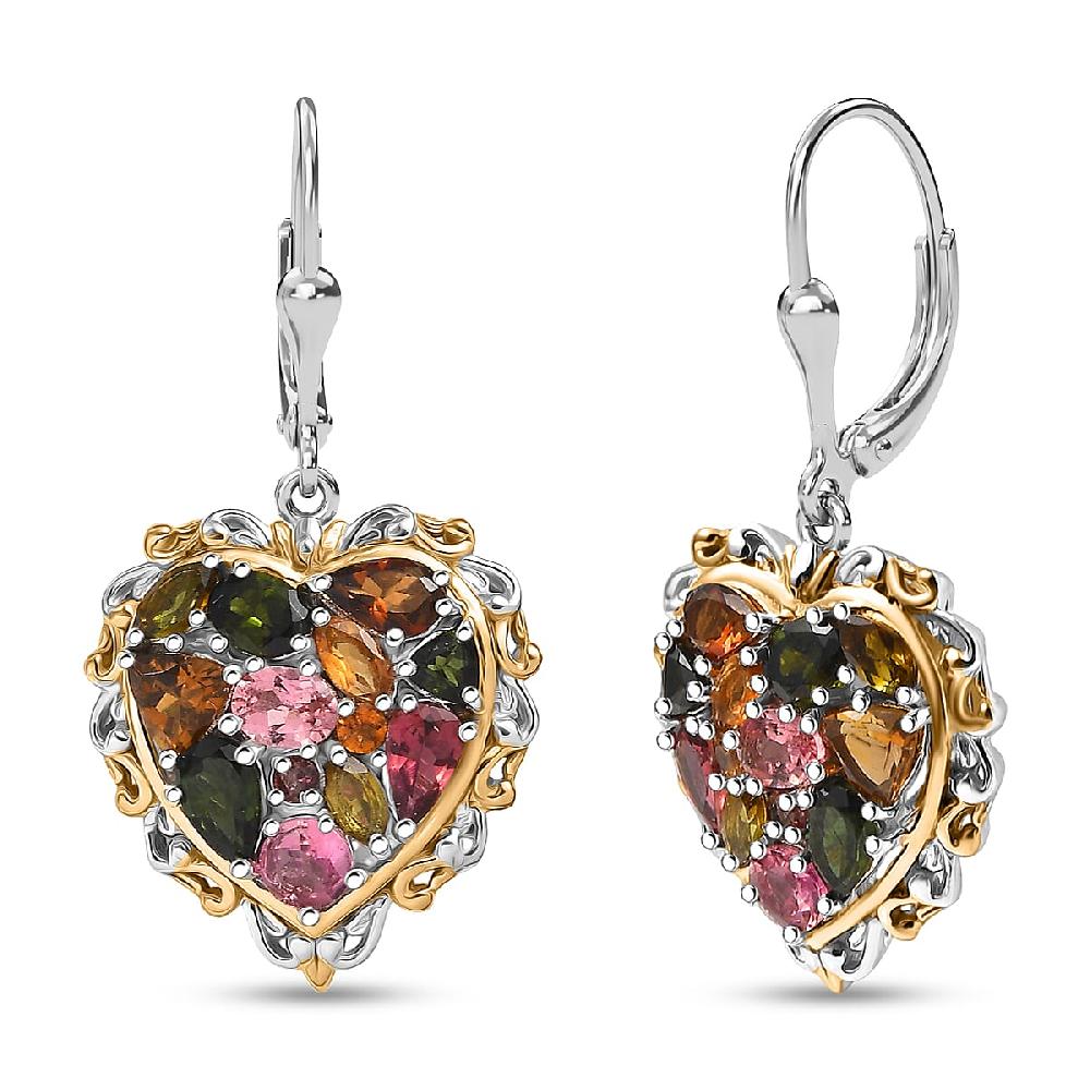 shop lc D'Joy Multi-Tourmaline Earrings in 18K Vermeil YG and Rhodium Over Sterling Silver 3.50 ctw
