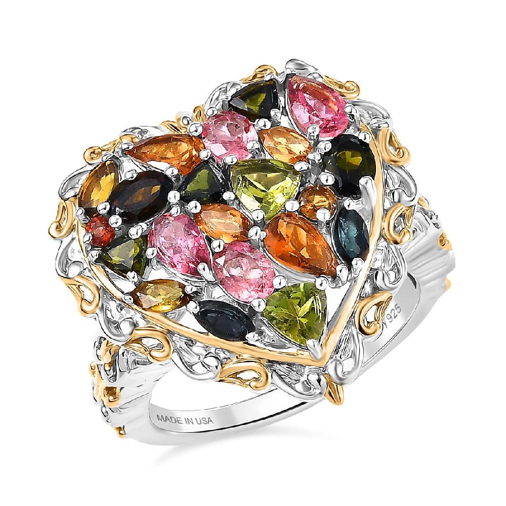 shop lc D'Joy Multi-Tourmaline Ring in 18K Vermeil YG and Rhodium Over Sterling Silver 2.80 ctw