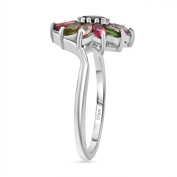 Shop Lc D'Joy Multi-Tourmaline Ring In Rhodium Over Sterling Silver 0.90 Ctw