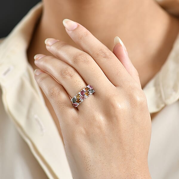 Shop Lc D'Joy Multi-Tourmaline White Zircon Ring In Rhodium Over Sterling Silver 2.10 Ctw