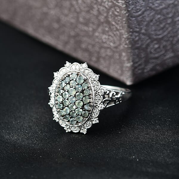 Shop Lc D'Joy Narsipatnam Alexandrite And Moissanite 1.35 Ctw Vine & Bloom Ring In Rhodium Over Sterling Silver
