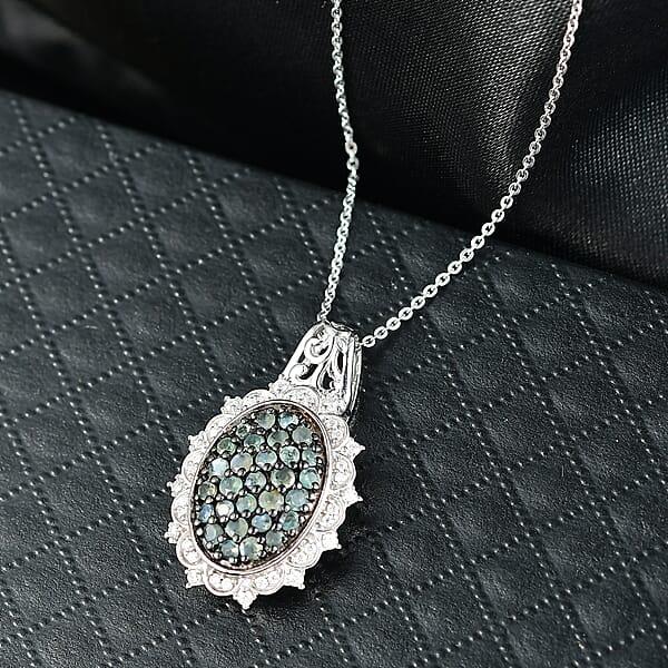 Shop Lc D'Joy Narsipatnam Alexandrite And Moissanite 1.40 Ctw Vine & Bloom Pendant Necklace In Rhodium Over Sterling Silver 20 Inches