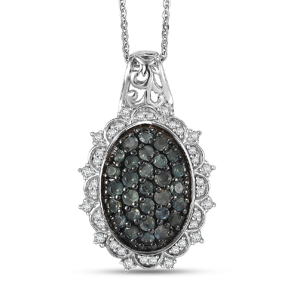 shop lc D'Joy Narsipatnam Alexandrite and Moissanite 1.40 ctw Vine & Bloom Pendant Necklace in Rhodium Over Sterling Silver 20 Inches