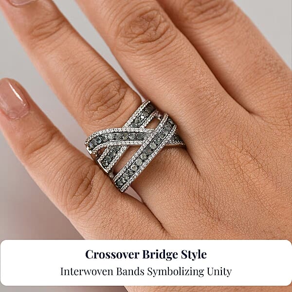 Shop Lc D'Joy Narsipatnam Alexandrite And White Zircon 3.00 Ctw Crossover Bridge Ring In Rhodium Over Sterling Silver
