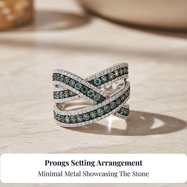 Shop Lc D'Joy Narsipatnam Alexandrite And White Zircon 3.00 Ctw Crossover Bridge Ring In Rhodium Over Sterling Silver