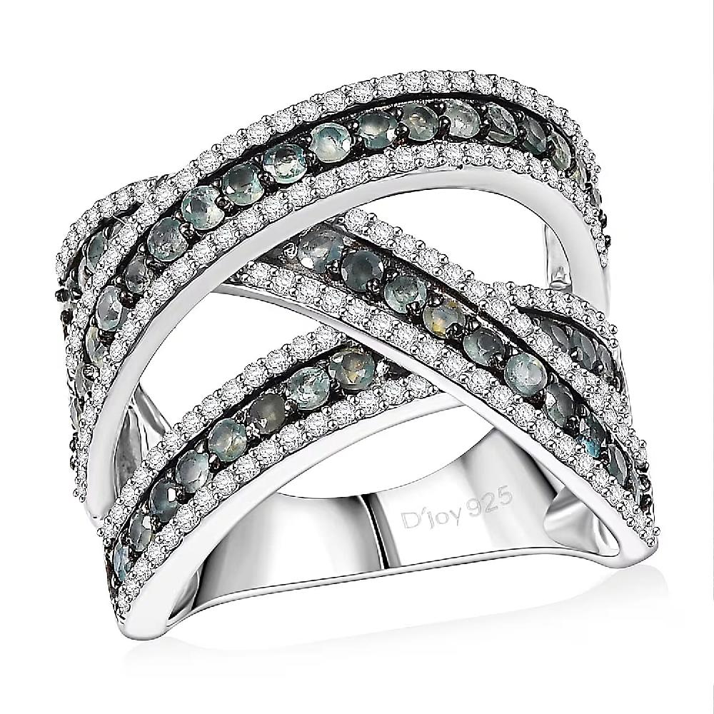 shop lc D'Joy Narsipatnam Alexandrite and White Zircon 3.00 ctw Crossover Bridge Ring in Rhodium Over Sterling Silver