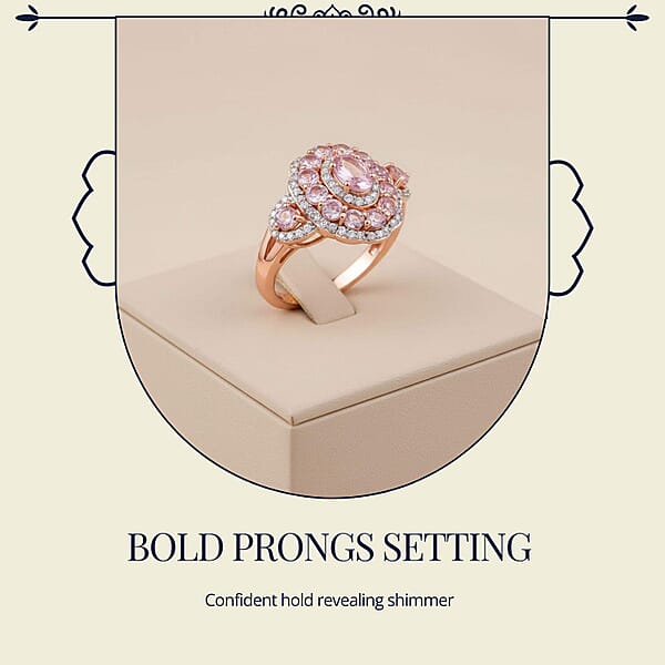 Shop Lc D'Joy Narsipatnam Pink Spinel And Moissanite 2.20 Ctw Royal Bloom Ring In 18K Vermeil Rose Gold Over Sterling Silver
