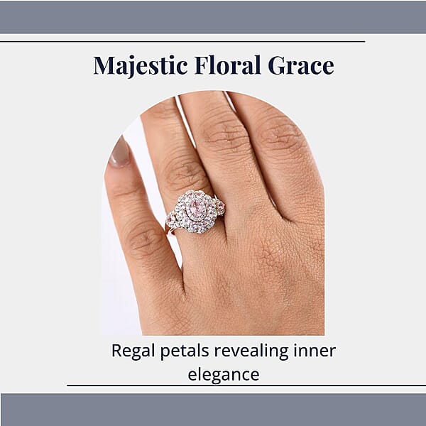 Shop Lc D'Joy Narsipatnam Pink Spinel And Moissanite 2.20 Ctw Royal Bloom Ring In 18K Vermeil Rose Gold Over Sterling Silver