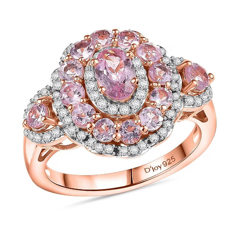shop lc D'Joy Narsipatnam Pink Spinel and Moissanite 2.20 ctw Royal Bloom Ring in 18K Vermeil Rose Gold Over Sterling Silver