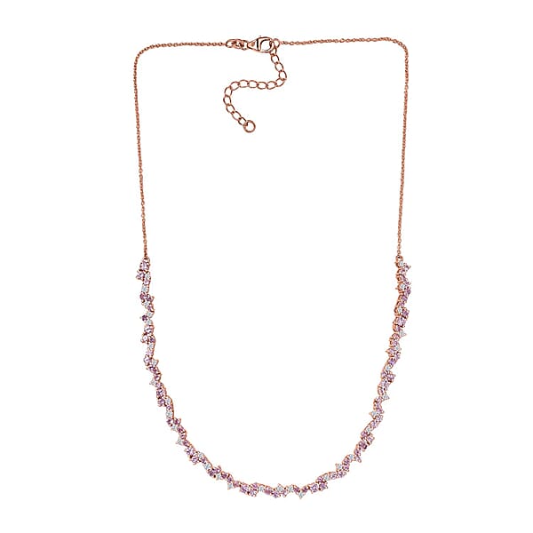 Shop Lc D'Joy Narsipatnam Pink Spinel And Moissanite 6.00 Ctw Whispering Petals Necklace In 18K Vermeil Rose Gold Over Sterling Silver 18 Inches