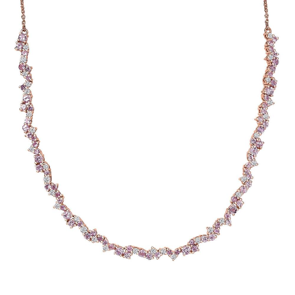 shop lc D'Joy Narsipatnam Pink Spinel and Moissanite 6.00 ctw Whispering Petals Necklace in 18K Vermeil Rose Gold Over Sterling Silver 18 Inches