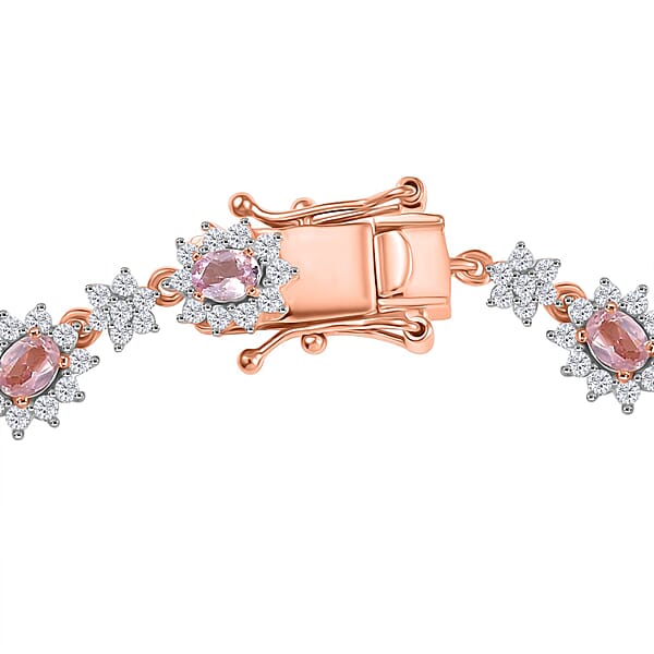 Shop Lc D'Joy Narsipatnam Pink Spinel And White Zircon 5.25 Ctw Blush Fleur Bracelet In 18K Vermeil Rose Gold Over Sterling Silver (6.50 In)