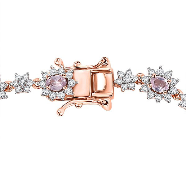 Shop Lc D'Joy Narsipatnam Pink Spinel And White Zircon 5.85 Ctw Blush Fleur Bracelet In 18K Vermeil Rose Gold Over Sterling Silver (7.25 In)