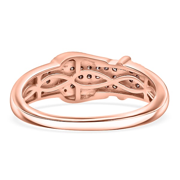 Shop Lc D'Joy Natural Champagne And White Diamond 0.25 Ctw Buckle Ring In 18K Vermeil Rose Gold Over Sterling Silver