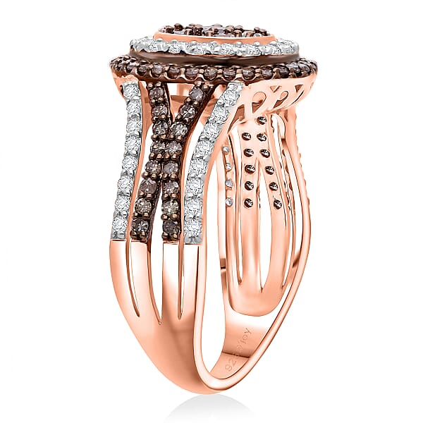 Shop Lc D'Joy Natural Champagne And White Diamond 1.00 Ctw Desert Sunrise Ring In 18K Vermeil Rose Gold Over Sterling Silver