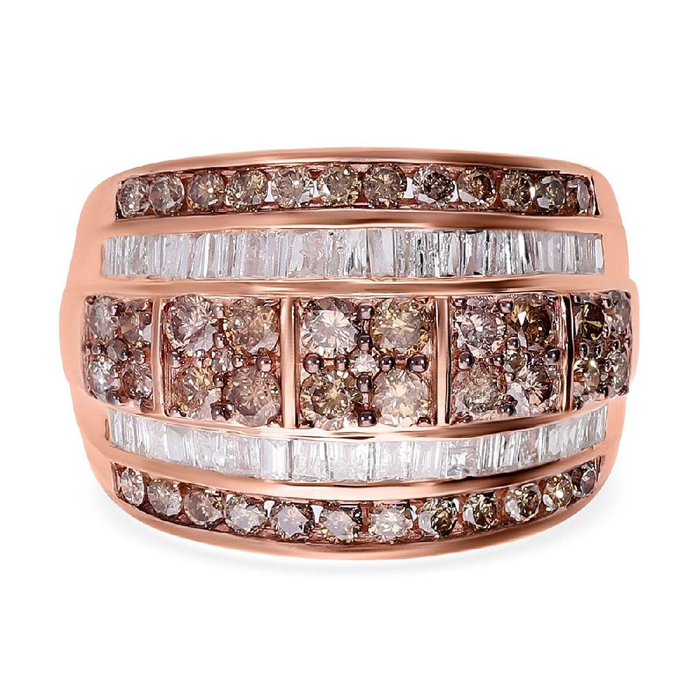 shop lc D'Joy Natural Champagne and White Diamond 2.00 ctw Cluster Ring in Vermeil Rose Gold Over Sterling Silver