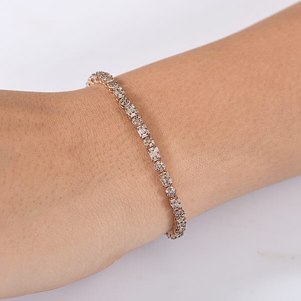 Shop Lc D'Joy Natural Champagne Diamo 2.50 Ctw Art Deco Bracelet In 18K Vermeil Rose Gold Over Sterling Si (7.25 In)