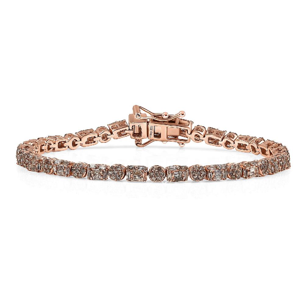 shop lc D'Joy Natural Champagne Diamo 2.50 ctw Art Deco Bracelet in 18K Vermeil Rose Gold Over Sterling Si (7.25 In)