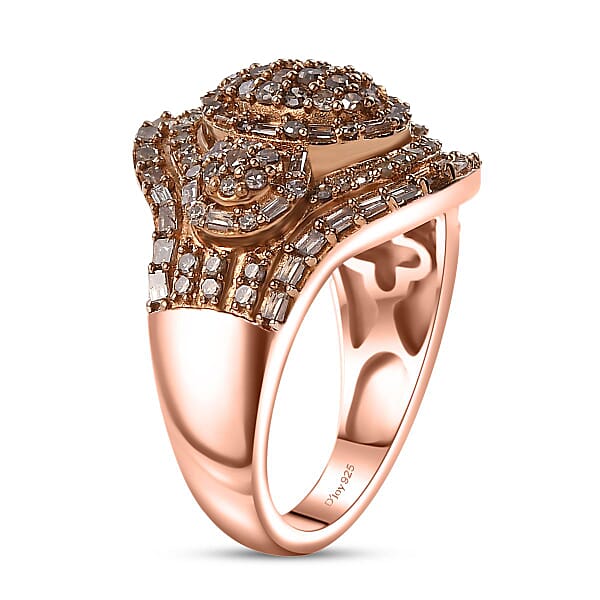 Shop Lc D'Joy Natural Champagne Diamond 1.00 Ctw Eclipse Majesty Ring In 18K Vermeil Rose Gold Over Sterling Silver