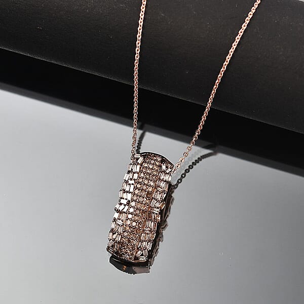 Shop Lc D'Joy Natural Champagne Diamond 1.00 Ctw Starlight Pendant Necklace In 18K Vermeil Rose Gold Over Sterling Silver 20 Inches