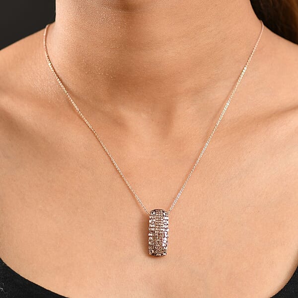 Shop Lc D'Joy Natural Champagne Diamond 1.00 Ctw Starlight Pendant Necklace In 18K Vermeil Rose Gold Over Sterling Silver 20 Inches