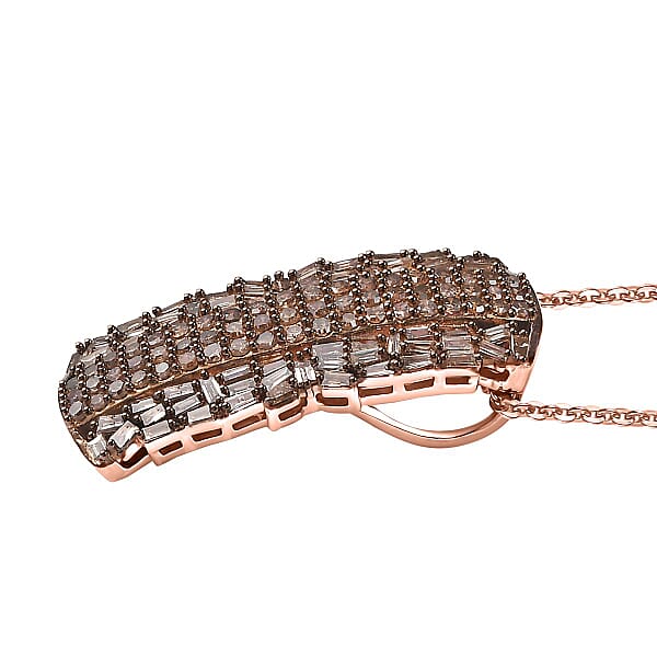 Shop Lc D'Joy Natural Champagne Diamond 1.00 Ctw Starlight Pendant Necklace In 18K Vermeil Rose Gold Over Sterling Silver 20 Inches