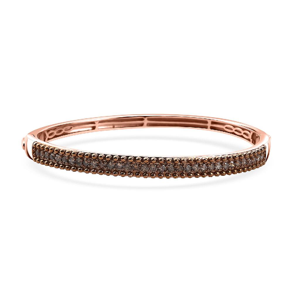 shop lc D'Joy Natural Champagne Diamond 1.50 ctw Bangle Bracelet in 18K Vermeil Rose Gold Over Sterling Silver (7.25 In)