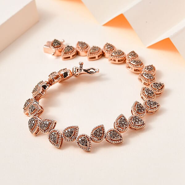 Shop Lc D'Joy Natural Champagne Diamond 2.00 Ctw Bracelet In Vermeil Rose Gold Over Sterling Silver (7.25 In)