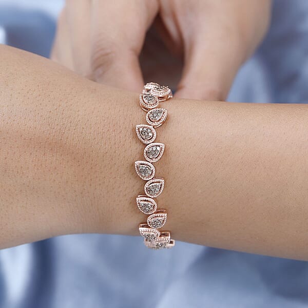Shop Lc D'Joy Natural Champagne Diamond 2.00 Ctw Bracelet In Vermeil Rose Gold Over Sterling Silver (7.25 In)