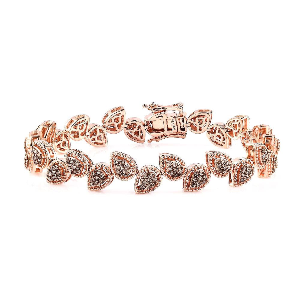 shop lc D'Joy Natural Champagne Diamond 2.00 ctw Bracelet in Vermeil Rose Gold Over Sterling Silver (7.25 In)