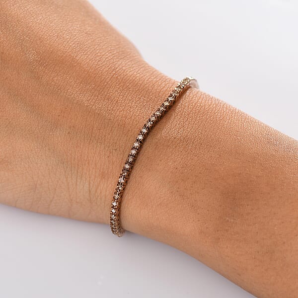 Shop Lc D'Joy Natural Champagne Diamond 2.00 Ctw Tennis Bracelet In 18K Vermeil Rose Gold Over Sterling Silver (7.25 In)