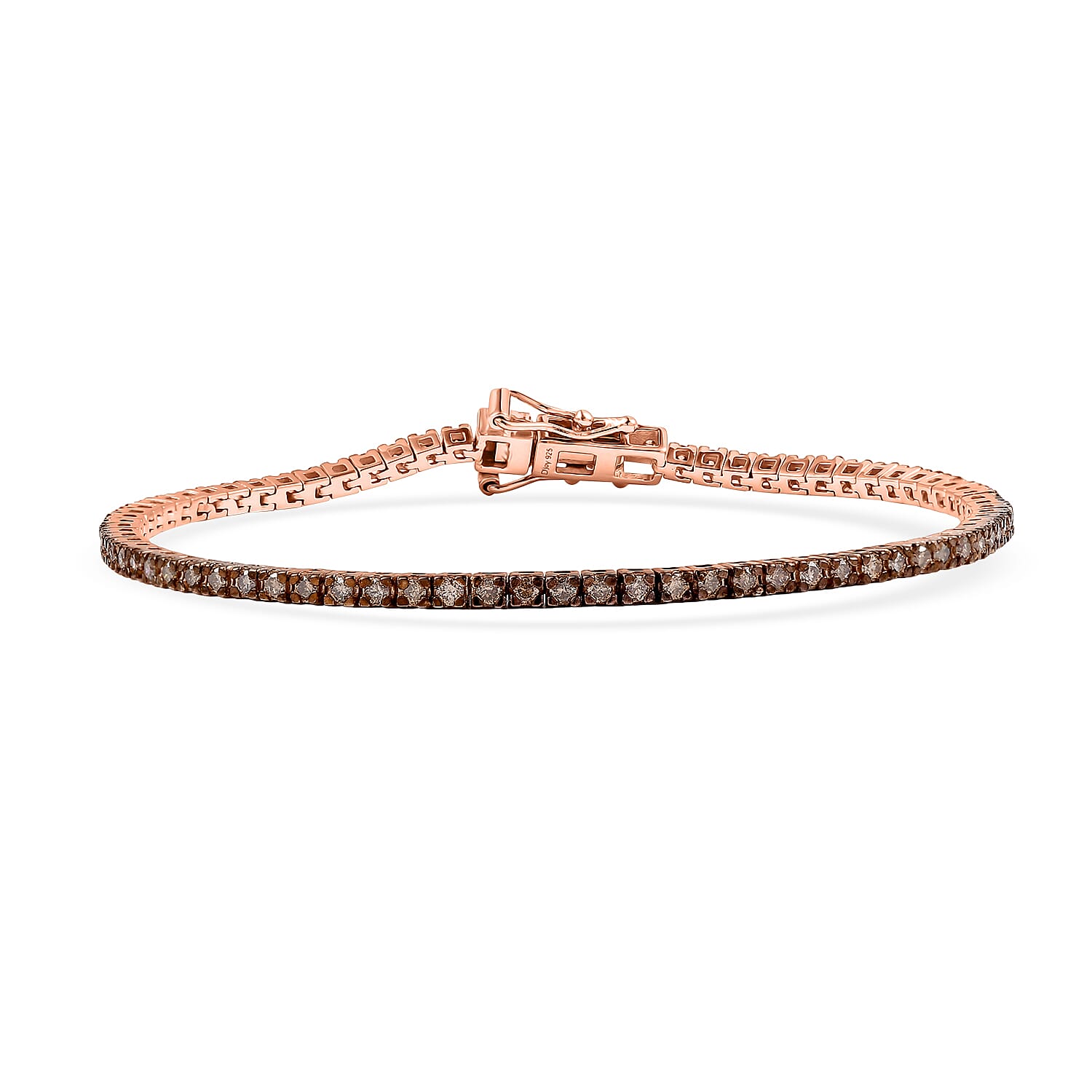 shop lc D'Joy Natural Champagne Diamond 2.00 ctw Tennis Bracelet in 18K Vermeil Rose Gold Over Sterling Silver (7.25 In)
