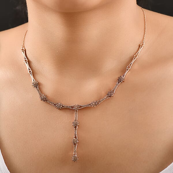 Shop Lc D'Joy Natural Champagne Diamond 2.40 Ctw Necklace In 18K Vermeil Rose Gold Over Sterling Silver 18 Inches