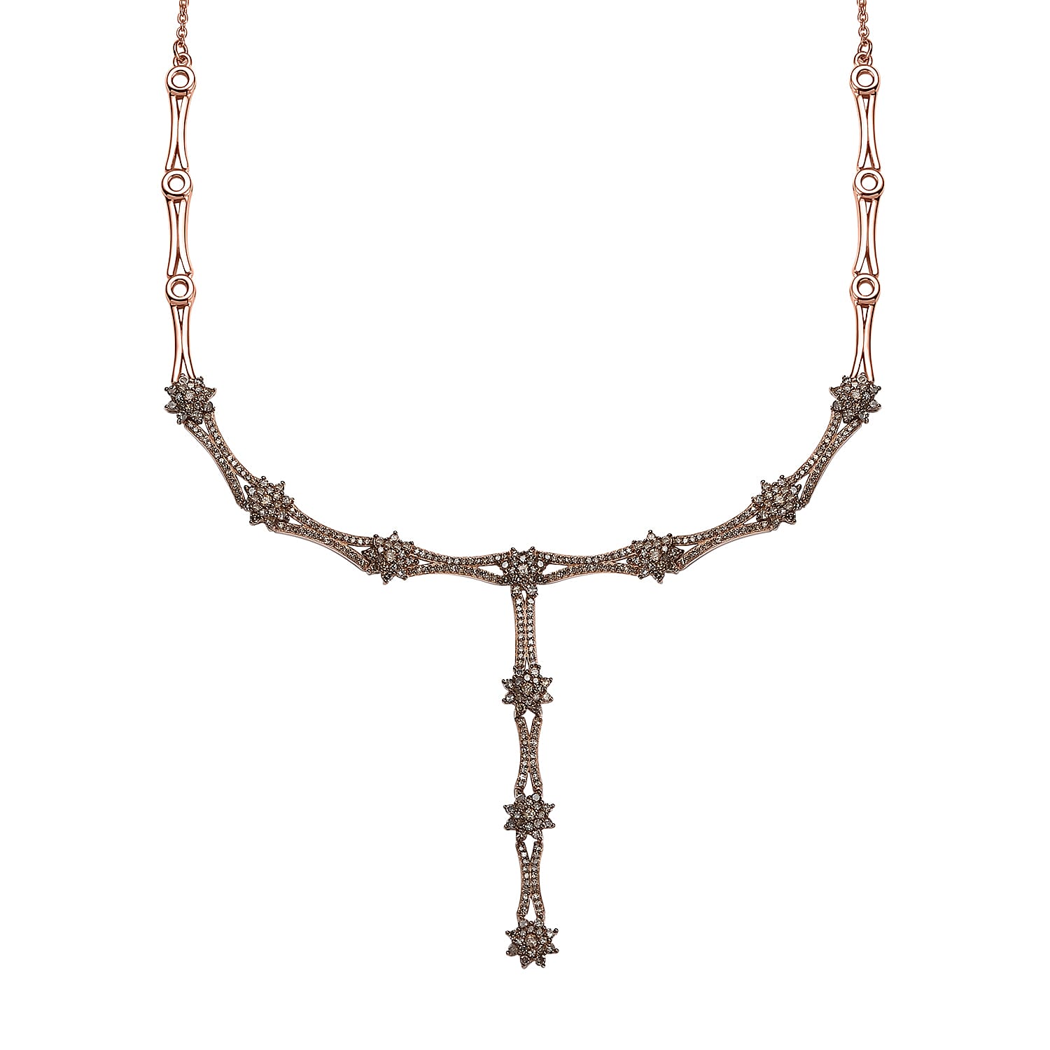 shop lc D'Joy Natural Champagne Diamond 2.40 ctw Necklace in 18K Vermeil Rose Gold Over Sterling Silver 18 Inches
